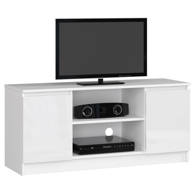 SZAFKA RTV 120 cm 2D 1P BIAŁY AKRYL WYSOKI POŁYSK