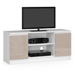 Szafka RTV 120 cm pod telewizor - biała-cappuccino połysk