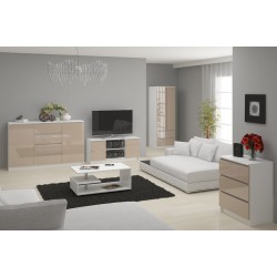 Szafka RTV 120 cm pod telewizor - biała-cappuccino połysk