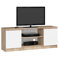 SZAFKA RTV 140 cm 2D 1P SONOMA / BIAŁA