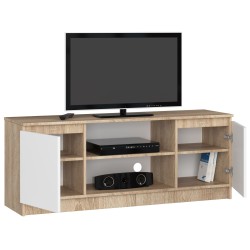 SZAFKA RTV 140 cm 2D 1P SONOMA / BIAŁA