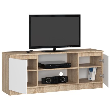 SZAFKA RTV 140 cm 2D 1P SONOMA / BIAŁA