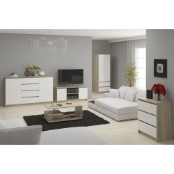 SZAFKA RTV 140 cm 2D 1P SONOMA / BIAŁA