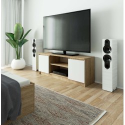 SZAFKA RTV 140 cm 2D 1P SONOMA / BIAŁA