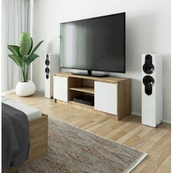 SZAFKA RTV 140 cm 2D 1P SONOMA / BIAŁA