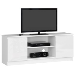 SZAFKA RTV 140 cm 2D 1P BIAŁY AKRYL WYSOKI POŁYSK