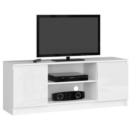 SZAFKA RTV 140 cm 2D 1P BIAŁY AKRYL WYSOKI POŁYSK