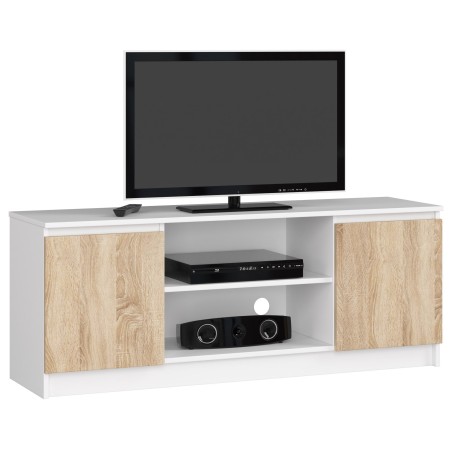 SZAFKA RTV 140 cm 2D 1P BIAŁA / SONOMA