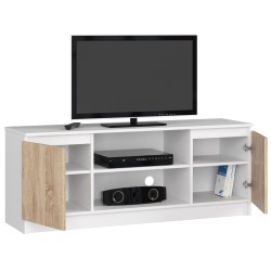 SZAFKA RTV 140 cm 2D 1P BIAŁA / SONOMA