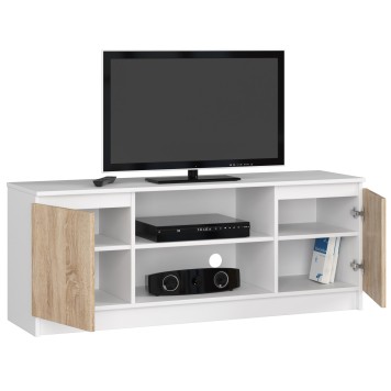 SZAFKA RTV 140 cm 2D 1P BIAŁA / SONOMA