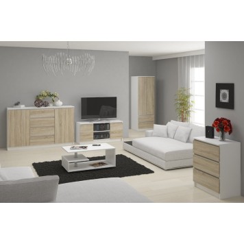 SZAFKA RTV 140 cm 2D 1P BIAŁA / SONOMA