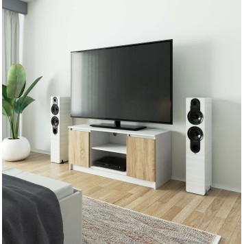SZAFKA RTV 120 cm 2D 1P BIAŁA / SONOMA