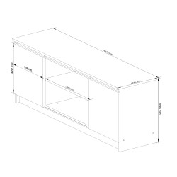 SZAFKA RTV 140 cm 2D 1P BIAŁA / CZARNY POŁYSK