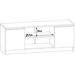 SZAFKA RTV 140 cm 2D 1P BIAŁA / CZARNY POŁYSK