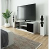 SZAFKA RTV 140 cm 2D 1P BIAŁA / CZARNY POŁYSK