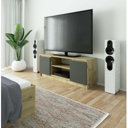 KOMODA RTV K140 2D 1P CLP DĄB ARTISAN / SZARY