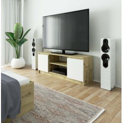 KOMODA RTV K140 2D 1P CLP DĄB ARTISAN / BIAŁY