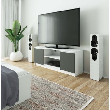 KOMODA RTV K140 2D 1P CLP BIAŁY / SZARY