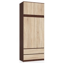 Nadstawka na szafę S 90 cm - wenge-dąb sonoma - 2 drzwi