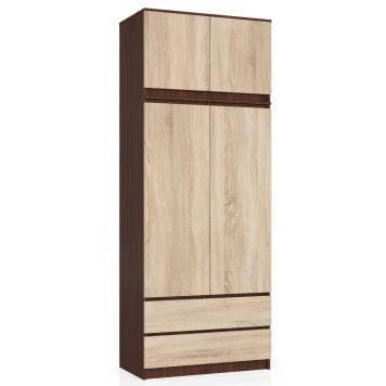 Nadstawka na szafę S 90 cm - wenge-dąb sonoma - 2 drzwi