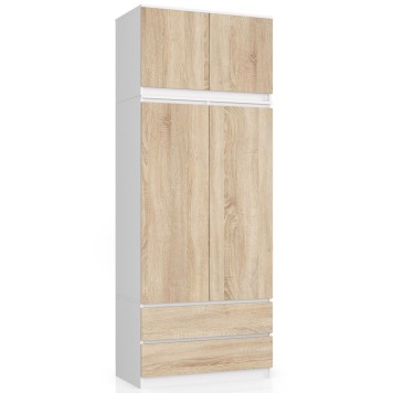 Nadstawka na szafę S 90 cm - biała-dąb sonoma - 2 drzwi