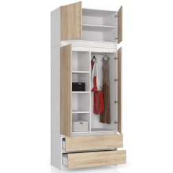 Nadstawka na szafę S 90 cm - biała-dąb sonoma - 2 drzwi