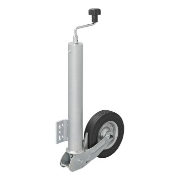Roue jockey 60mm jante métal avec pneu caoutchouc 200x60mm pliable