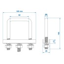 Etrier de fixation en U carré 60mm pour collier roue jockey - jeu de 2 pièces