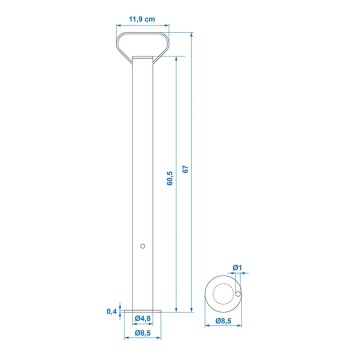 Support de remorque 48mm 650mm