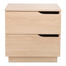 Table de chevet en bois marron 2 tiroirs 48x40x48 cm

