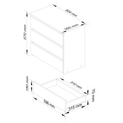 SZAFKA NOCNA CL3 60 cm PK BIAŁA / CZERWONY POŁYSK