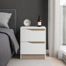 Table de chevet en bois 2 tiroirs blanche 40x40x50 cm

