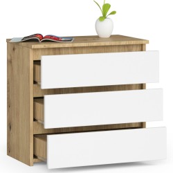 KOMODA CL3 3SZ CLP PK DĄB ARTISAN / BIAŁY