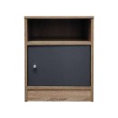 Table de chevet en bois avec porte marron Anthracite 40x40x50 cm

