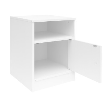 Table de chevet en bois avec porte blancche 40x40x50 cm
