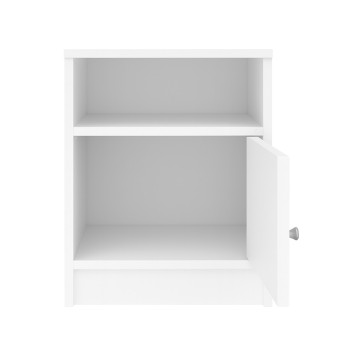 Table de chevet en bois avec porte blancche 40x40x50 cm
