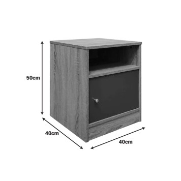 Table de chevet en bois avec porte blancche 40x40x50 cm
