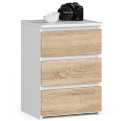 KOMODA CL3/40 PK BIAŁA / DĄB SONOMA