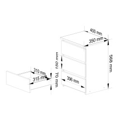 KOMODA CL3/40 PK BIAŁA / DĄB SONOMA