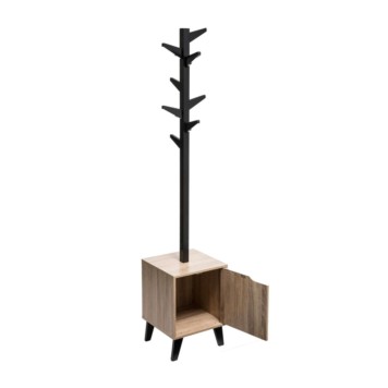 Porte manteaux 8 tiges caisson de rangement bois 34 x 32,5 x.168 cm