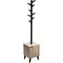 Porte manteaux 8 tiges caisson de rangement bois 34 x 32,5 x.168 cm