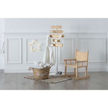 Porte manteau enfant panneau route 114 cm blanc bois