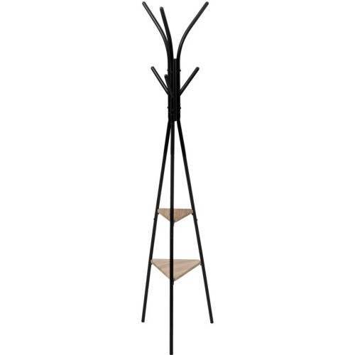 Porte manteau 6 tiges avec étagères bois  40x40x175 cm