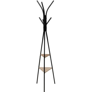 Porte manteau 6 tiges avec étagères bois  40x40x175 cm