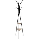 Porte manteau 6 tiges avec étagères bois  40x40x175 cm