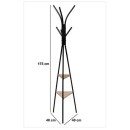 Porte manteau 6 tiges avec étagères bois  40x40x175 cm