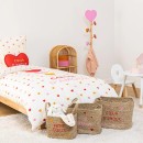 Porte manteau enfant en forme de cœur  35 x 135 cm bois rose
