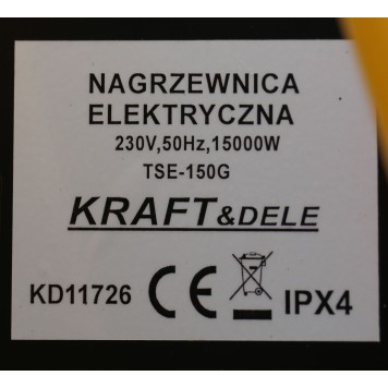 NAGRZEWNICA ELEKTRYCZNA 15KW TERMOSTAT KD11726