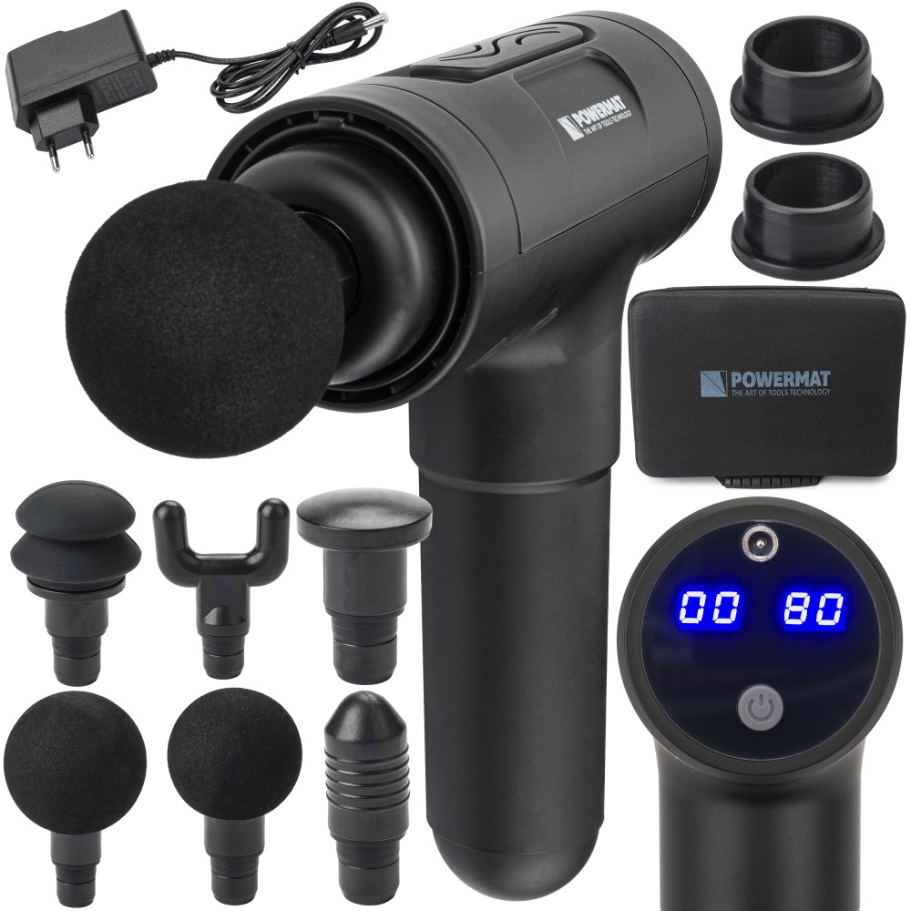 Pistolet do Masażu 1800mAh + 6 głowic PM-MAS-1800BM Pistolet do Masażu 1800mAh + 6 głowic PM-MAS-1800BM