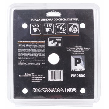 Tarcza widiowa do drewna 210x30 60z TDD-210x30x60Z